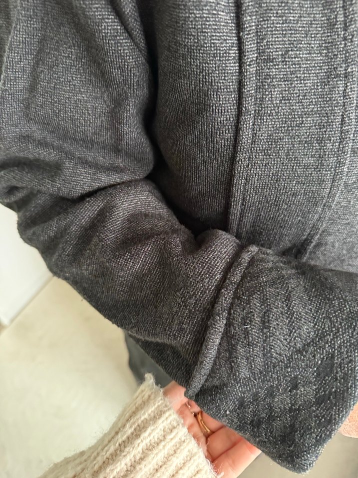 Gri Uzun Düğmeli Kadın Kaban XXXL - Görsel 5