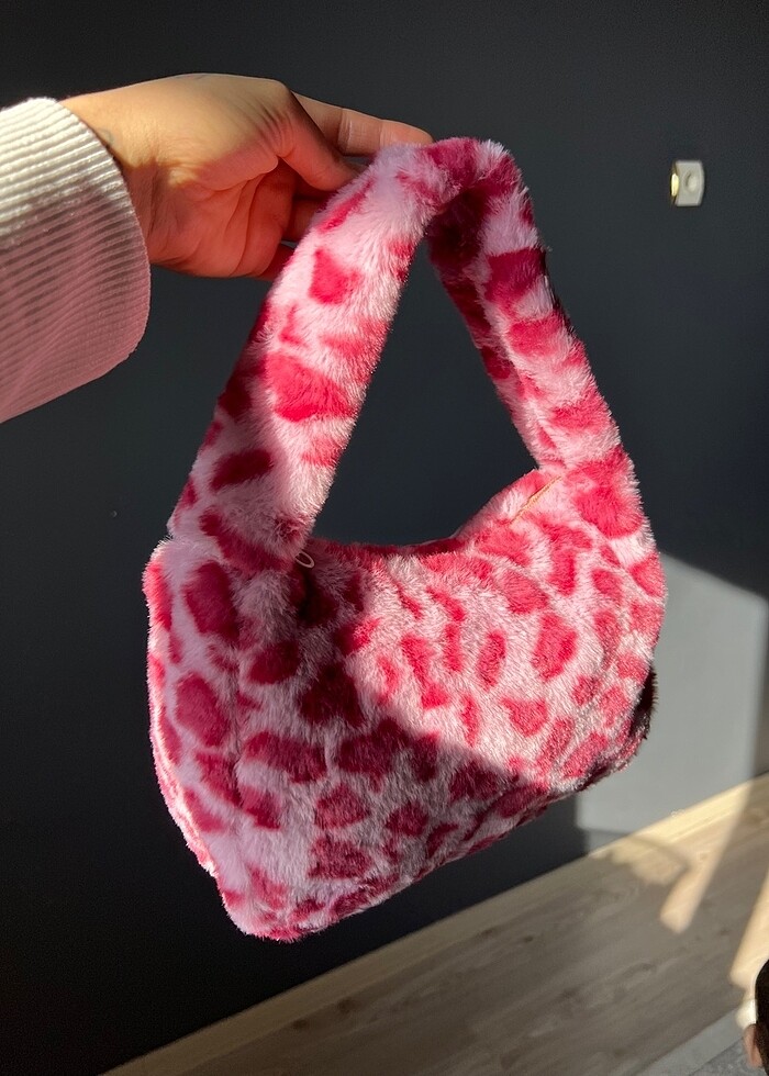 Pembe Peluş Çanta - Görsel 4