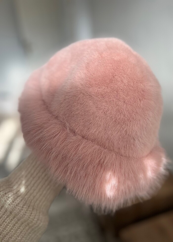 Pembe Peluş şapka - Görsel 2
