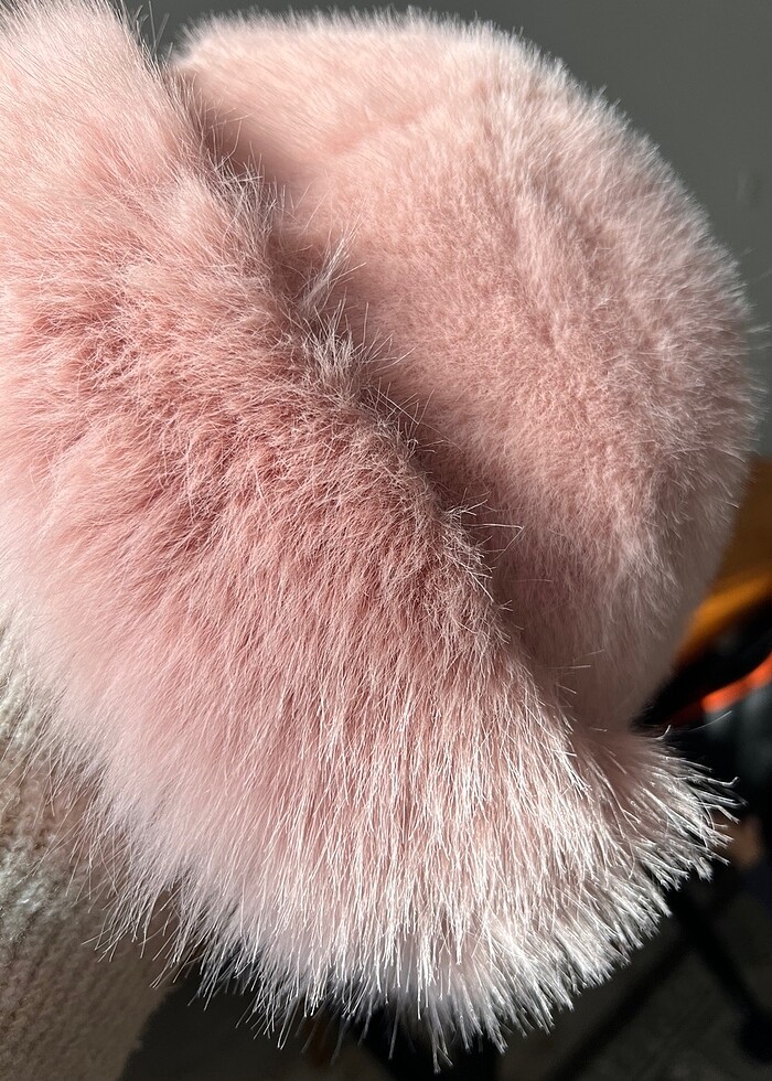 Pembe Peluş şapka - Görsel 5