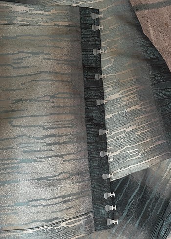 2li Çizgili Mavi Gri Fon Perde - Görsel 5