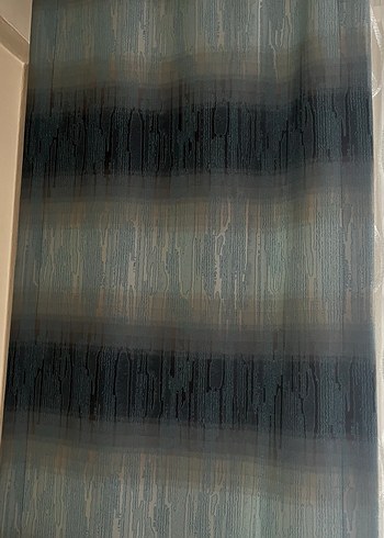 2li Çizgili Mavi Gri Fon Perde - Görsel 3