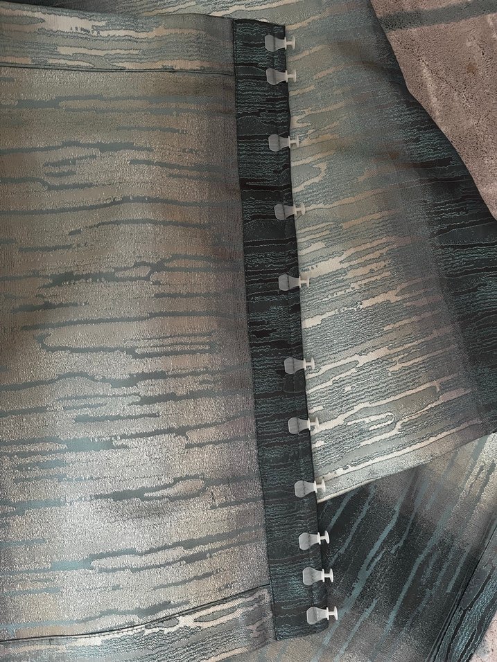 2li Çizgili Mavi Gri Fon Perde - Görsel 5