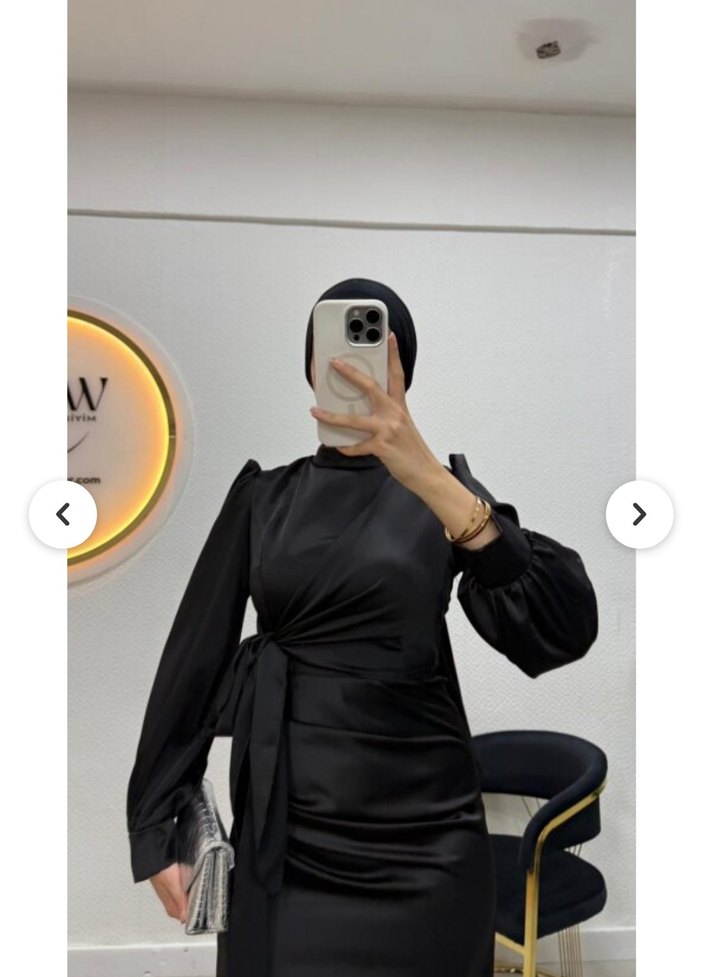 Siyah Drapeli Uzun Kol Abiye Elbise - Görsel 2