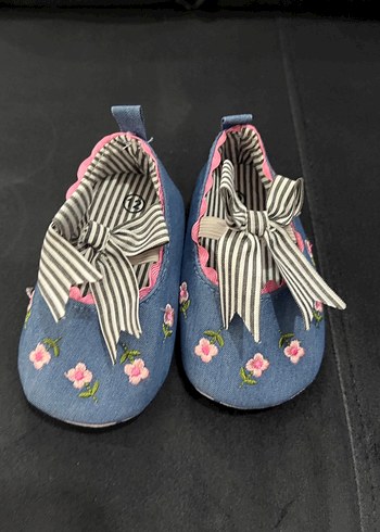 Nakışlı Denim Kız Bebek İlk Adım Ayakkabısı