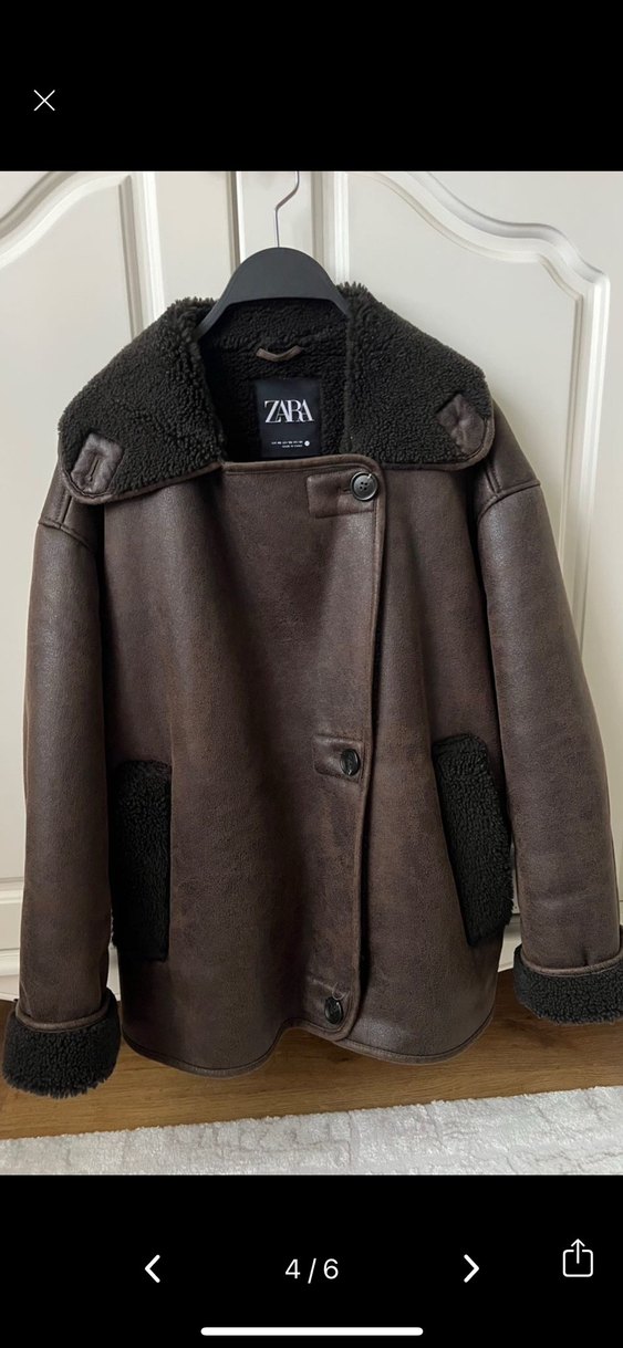 Zara Kahverengi Kürklü biker Ceket - Görsel 4