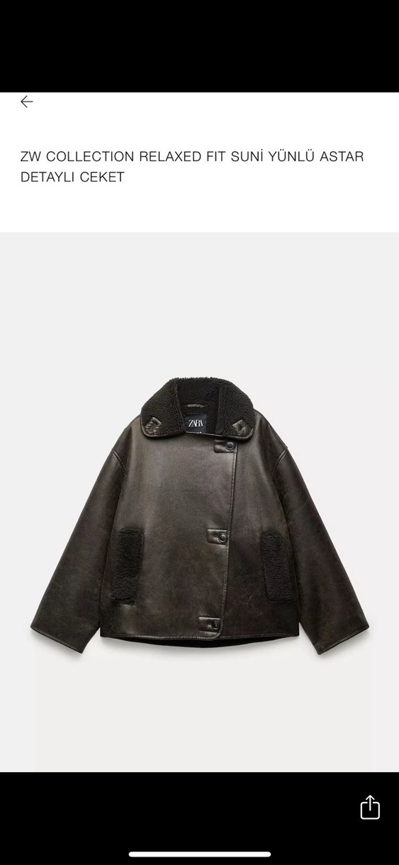 Zara Kahverengi Kürklü biker Ceket - Görsel 2