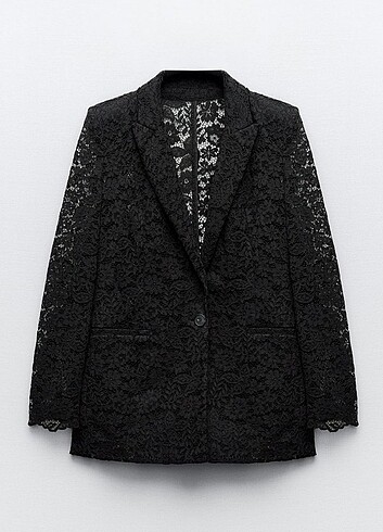Zara Siyah Dantel Blazer Ceket