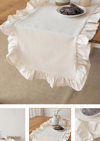 Beyaz Nakışlı Bohem Masa Örtüsü - Görsel 2