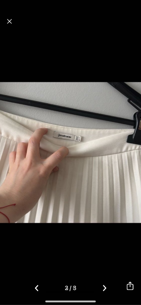 Beyaz Piliseli Midi Etek - Görsel 2