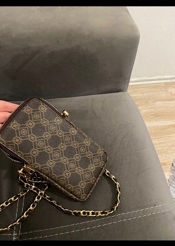 Zincir Detaylı Kahverengi Deri Kadın Çapraz Çanta - Görsel 3