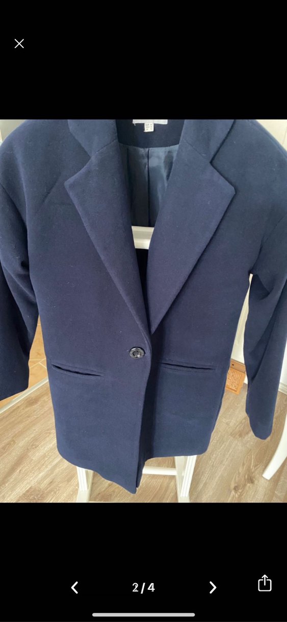 Lacivert Tek Düğmeli Kaban - Görsel 2