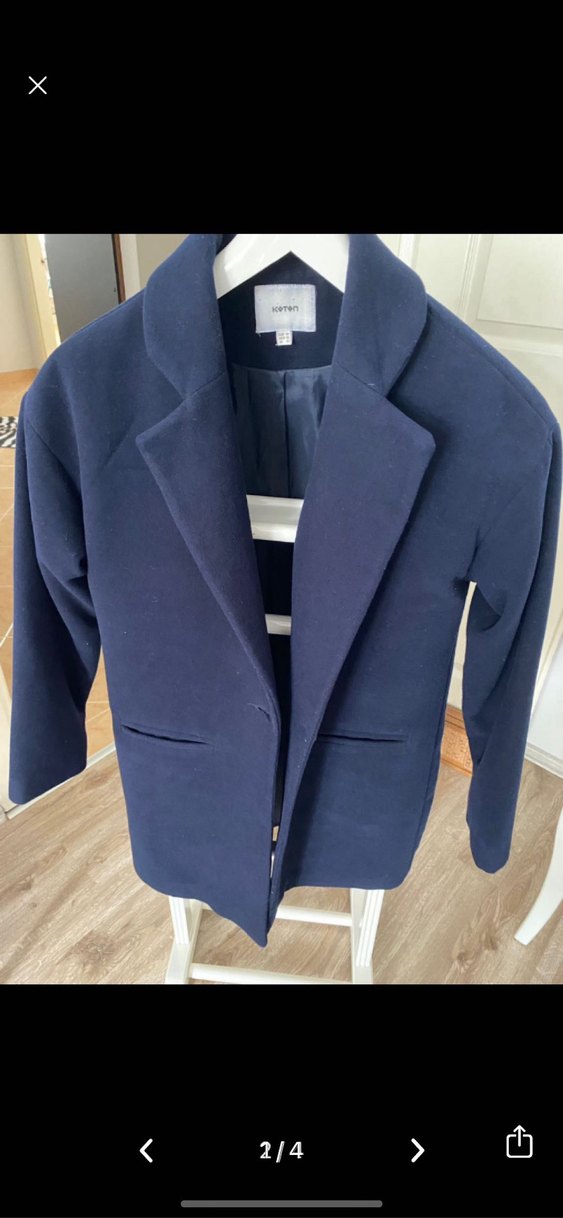 Lacivert Tek Düğmeli Kaban - Görsel 3