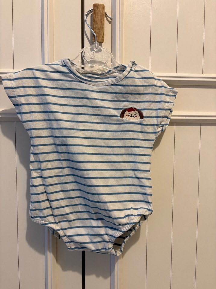 Zara Mavi Çizgili Bebek body - Görsel 2