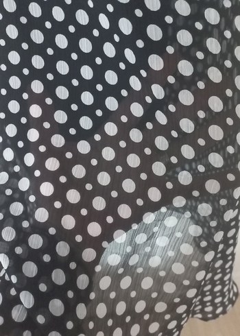 Siyah Puantiyeli Midi Kolsuz Elbise - Görsel 6