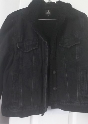 Kürklü Siyah Kadın Kot Ceket - Görsel 2