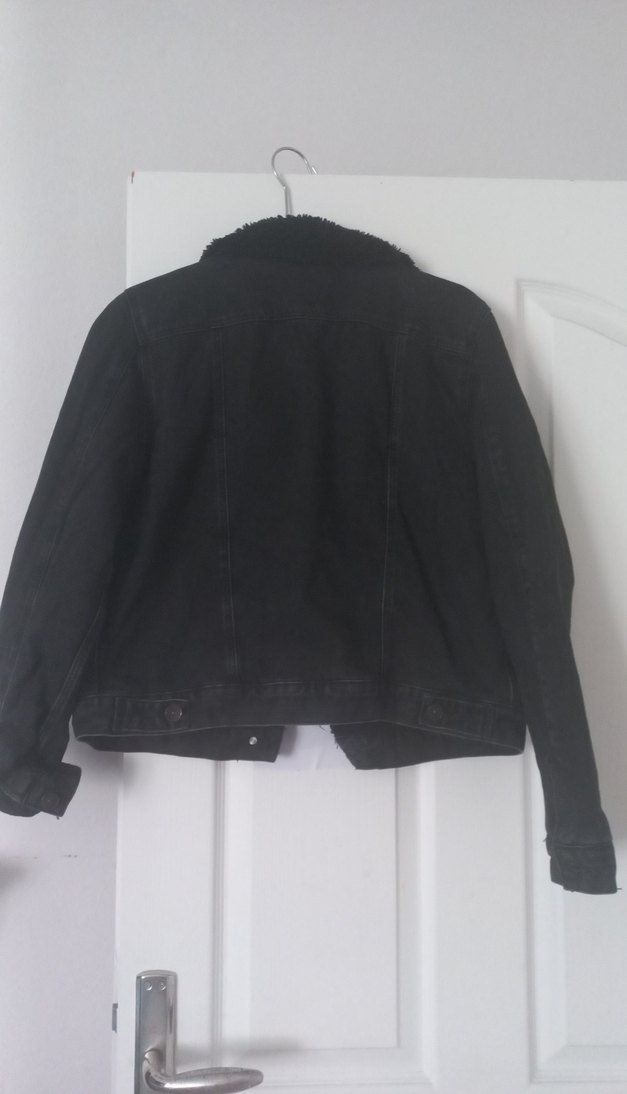 Kürklü Siyah Kadın Kot Ceket - Görsel 5