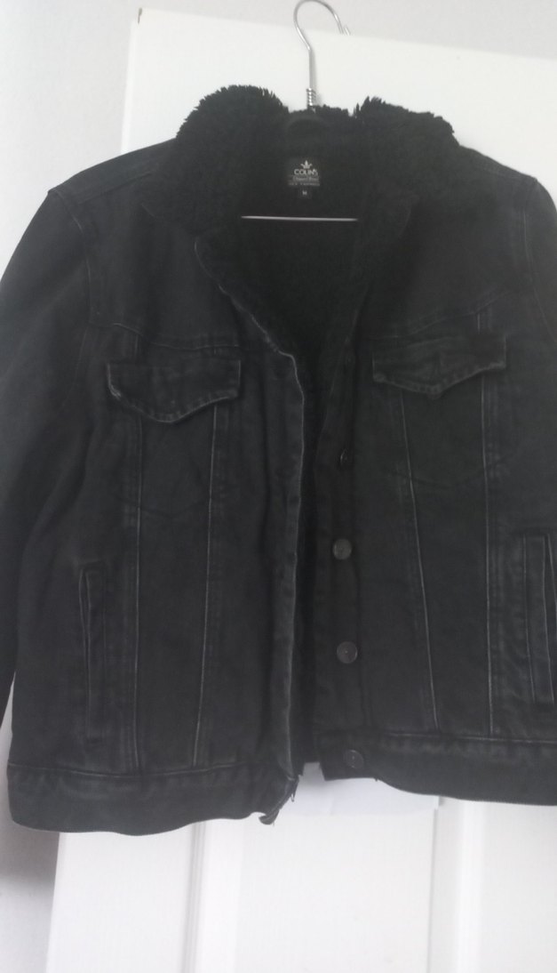 Kürklü Siyah Kadın Kot Ceket - Görsel 2