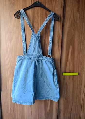 m Beden Düğmeli Mavi Denim Kadın Tulum