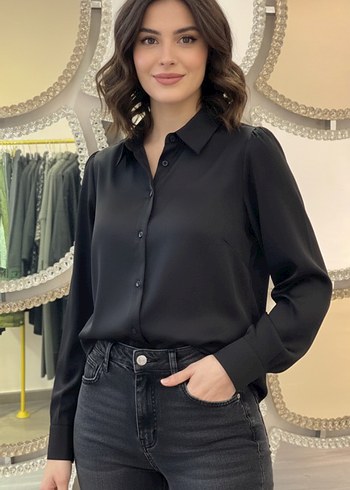 Gri Desenli V Yakalı Gömlek 36/38/40/42 BEDENLERİ - Görsel 2