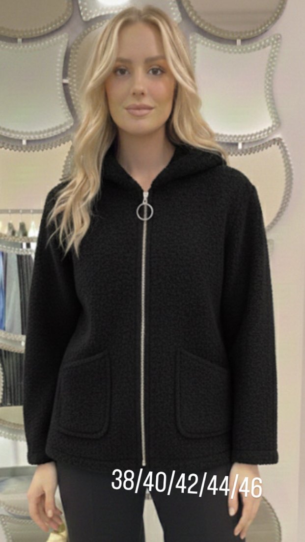 Mor Kapüşonlu Fermuarlı Kadın Ceket - Görsel 2