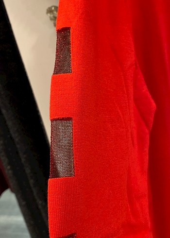 Kadın Kırmızı V Yaka Örgü Triko Kazak S/M/L - Görsel 2