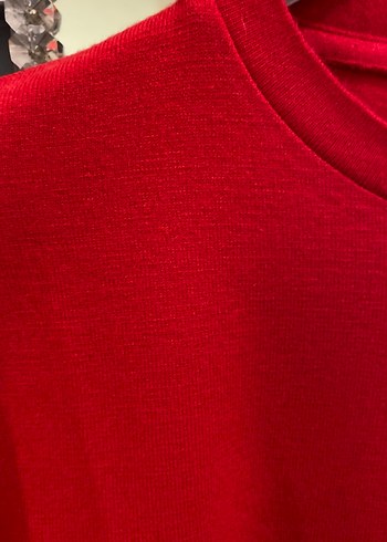 Kadın Kırmızı Örgü Bisiklet Yaka Kazak S/M/L - Görsel 3