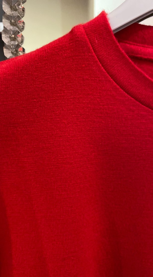 Kadın Kırmızı Örgü Bisiklet Yaka Kazak S/M/L - Görsel 3