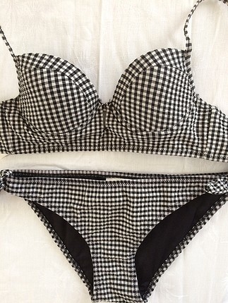 34 Beden Koton Kareli Bikini Takımı