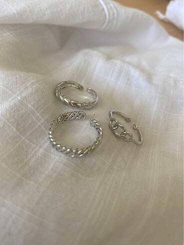 3 Adet Ayarlanabilir Gümüş Eklem Yüzüğü