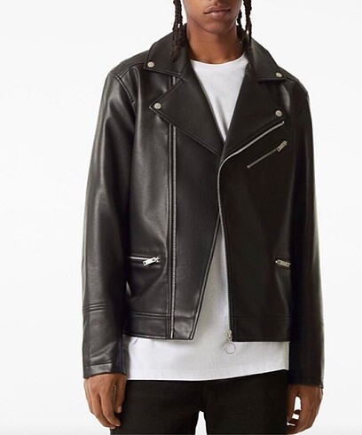 Erkek zara deri biker ceket