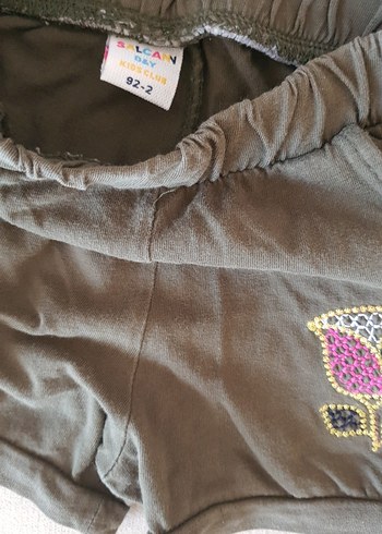 yeşil Nakışlı Bohem Kız Şortu - Görsel 3