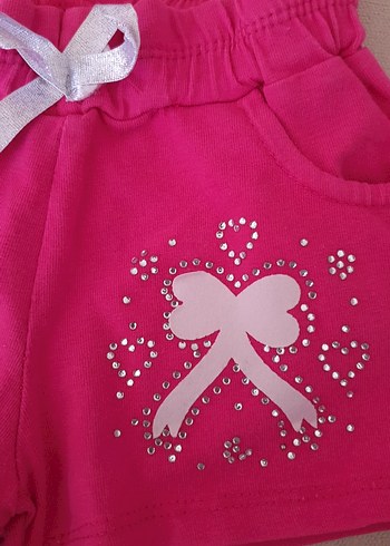 Kız Çocuk Pembe Fiyonklu Şort - Görsel 3