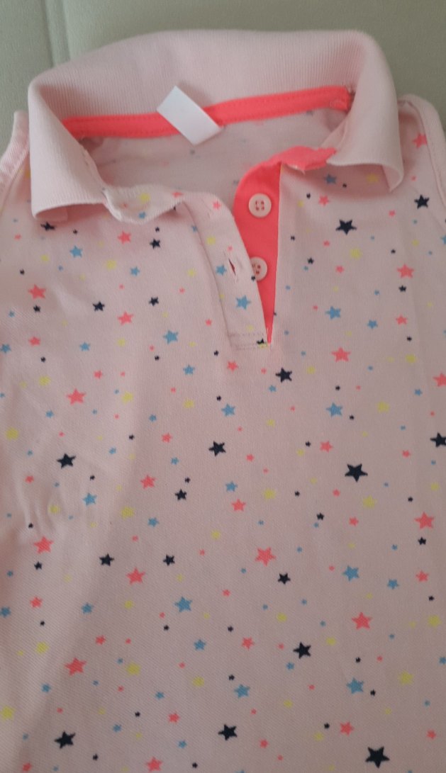 Desenli Kız Çocuk Kolsuz Polo elbise - Görsel 3