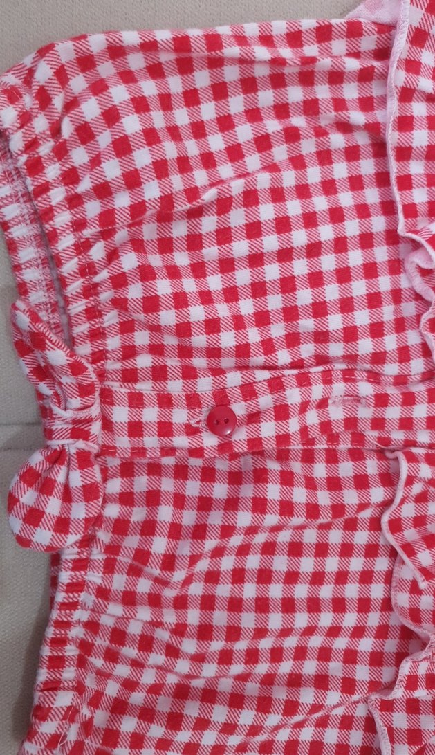 Kız Çocuk Kırmızı Kareli Fırfırlı Gömlek - Görsel 2