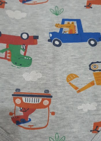 Gri Baskılı Kısa Kollu Bebek Body - Görsel 2