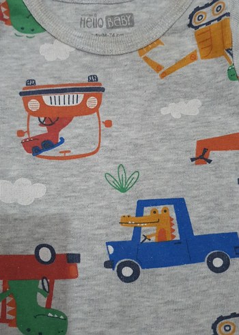 Gri Baskılı Kısa Kollu Bebek Body - Görsel 3