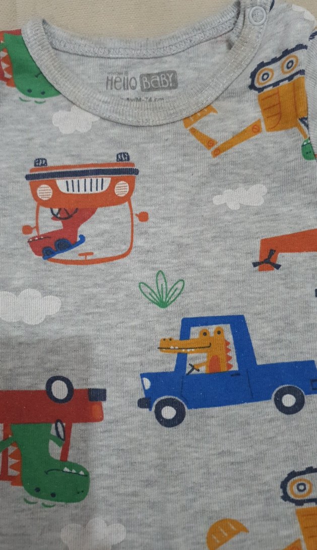 Gri Baskılı Kısa Kollu Bebek Body - Görsel 3