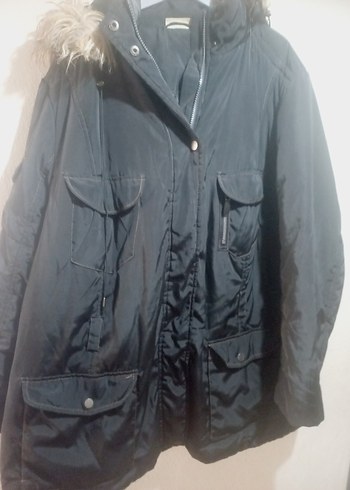 Kürklü Siyah Kadın Midi Kışlık Mont - Görsel 3