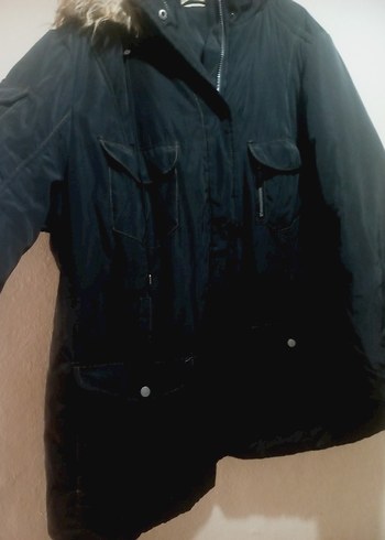 Kürklü Siyah Kadın Midi Kışlık Mont - Görsel 2