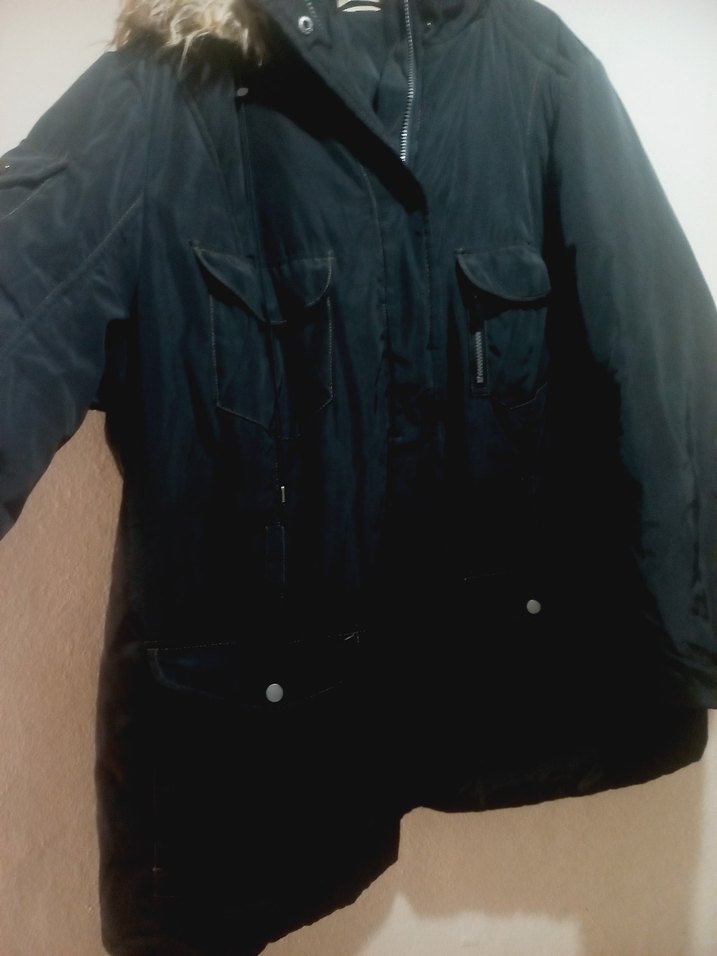 Kürklü Siyah Kadın Midi Kışlık Mont - Görsel 2