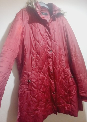 Bordo Uzun Düğmeli Kadın Kışlık Mont - Görsel 2