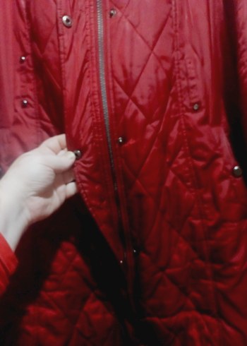 Bordo Uzun Düğmeli Kadın Kışlık Mont - Görsel 5