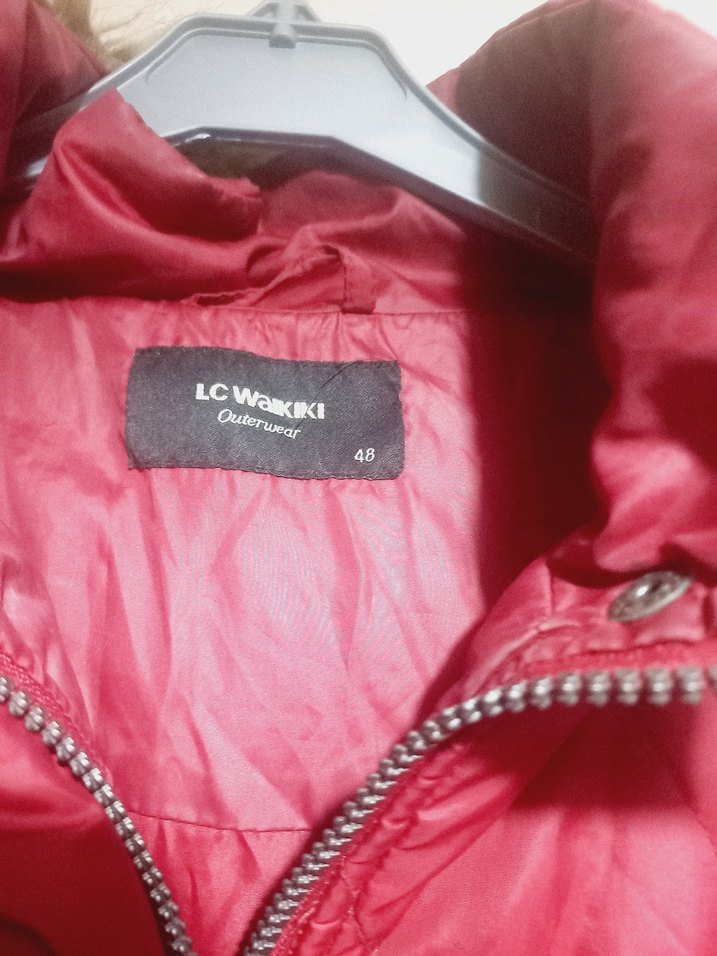 Bordo Uzun Düğmeli Kadın Kışlık Mont - Görsel 4