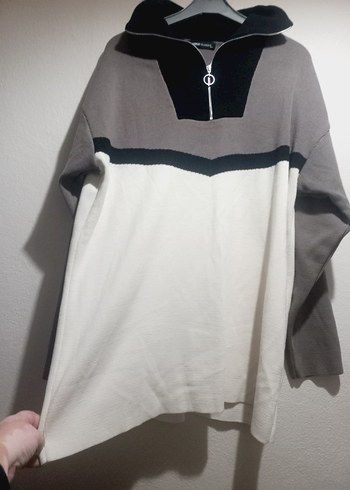 Fermuarlı Yüksek Yakalı Örgü Kadın Kazak - Görsel 3