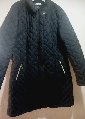 Düğmeli Siyah Kadın Uzun Kışlık Mont - Görsel 4