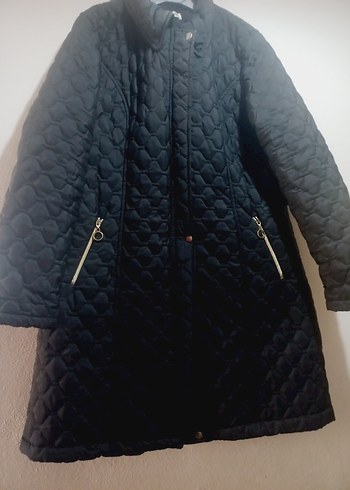 Düğmeli Siyah Kadın Uzun Kışlık Mont - Görsel 2