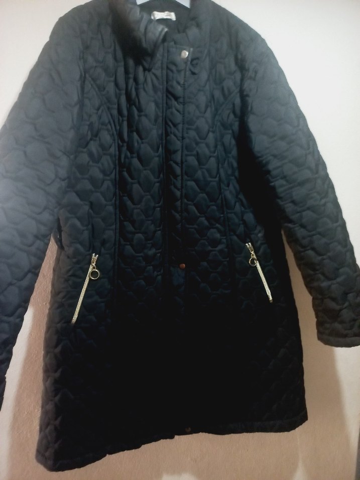 Düğmeli Siyah Kadın Uzun Kışlık Mont - Görsel 4