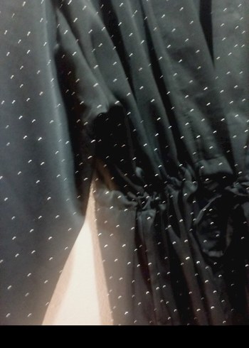 Puantiye Desenli Siyah Midi Kimono - Görsel 3