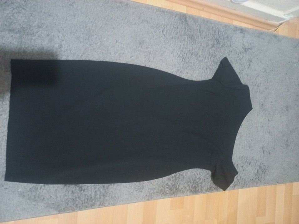 Çapraz Yakalı Siyah Midi Elbise - Görsel 2